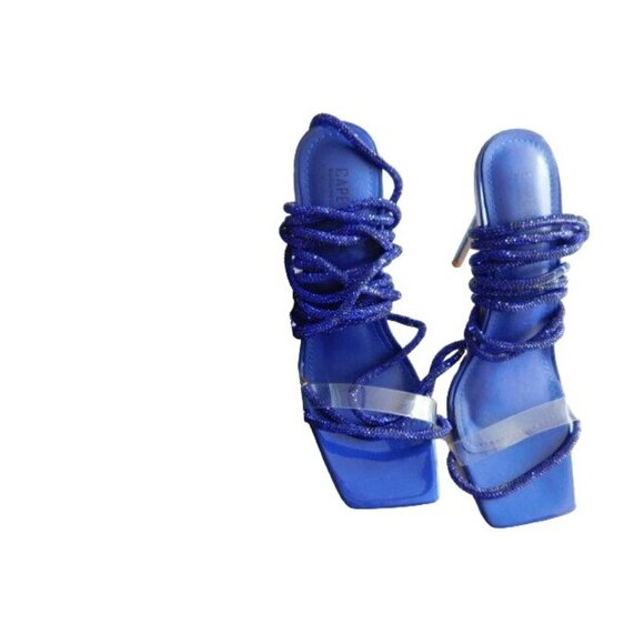 Cape Robbin Size 9 Blue bling wrap around tie strap dressy formal heels Shoes - Picture 1 of 2